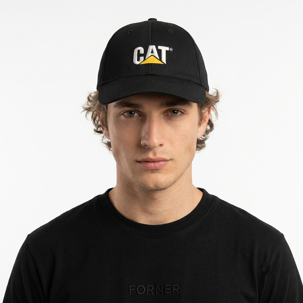 Thrifted : CAT Caterpillar Black Strapback Baseball Hat (Size 57–58 cm) |11002