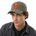 Thrifted Vintage Superman Distressed Embroidered Cap – Olive Green (57–58 cm) |10670