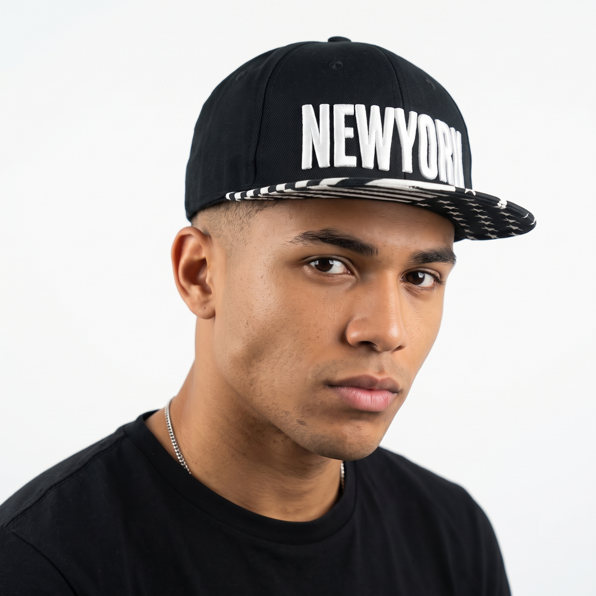 Thrifted Black New York USA Flag Brim Baseball Cap (58cm) | 10501