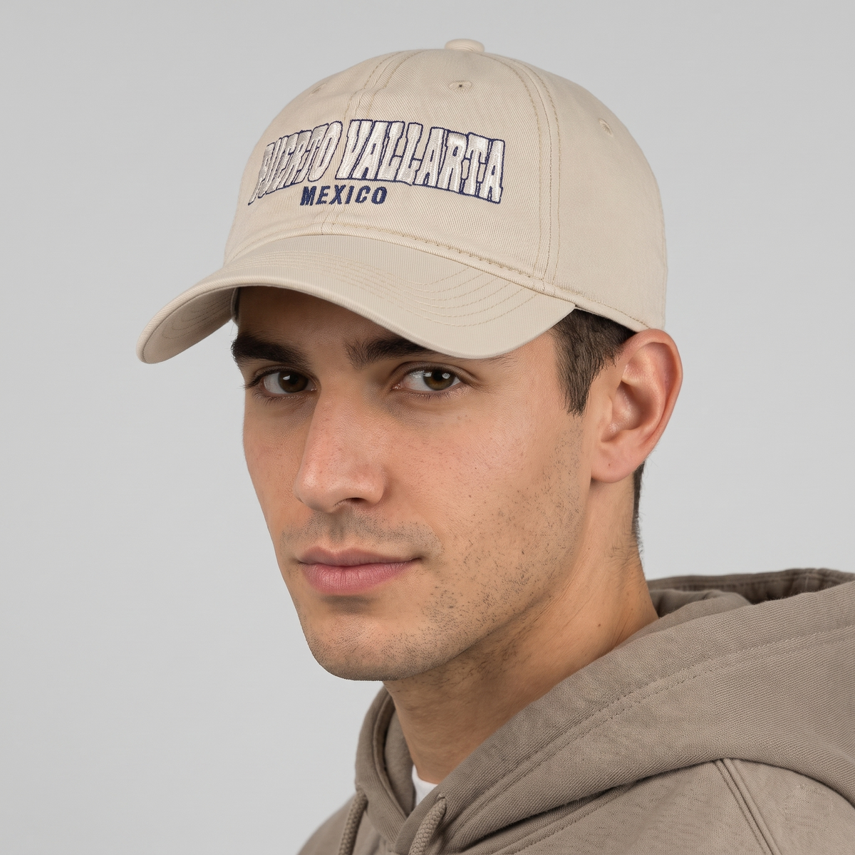 Thrifted Puerto Vallarta Mexico Embroidered Baseball Cap - Beige Dad Hat (57-58cm) | 10999