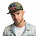 Thrifted Vintage NY Yankees Camouflage Flat Brim Snapback - American Flag Logo (56-57cm) | 10636