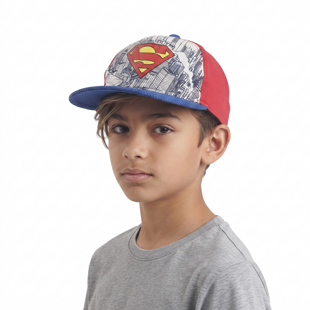 thrifted Youth Superman Comic Cityscape Snapback Cap (54-56 cm) | 10326