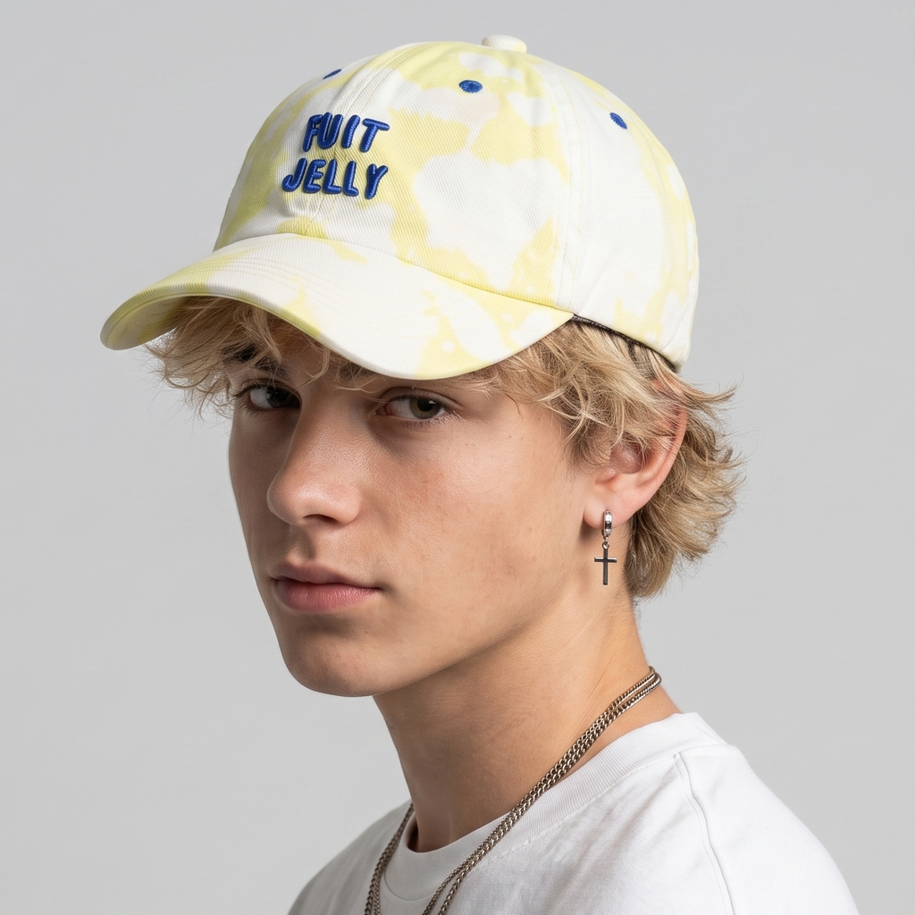 Thrifted Pastel Yellow Graphic Baseball Cap (55-56cm)  | 10392