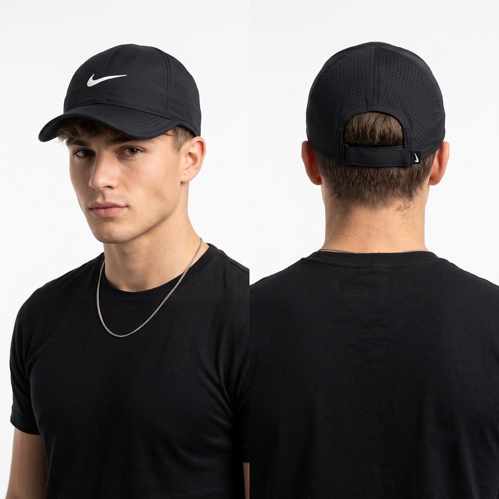 Thrifted Nike Black Swoosh Dri-FIT Running Cap (56-57cm) | 10514