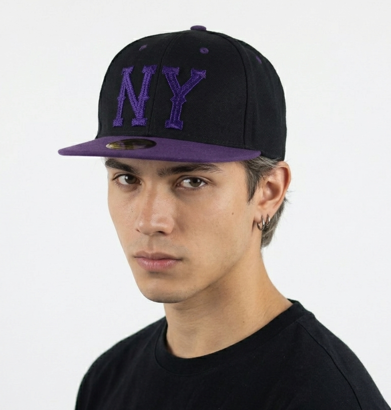 Thrifted NY Embroidered Two-Tone Flat Brim Snapback Cap (Size 57–58 cm) | 11004