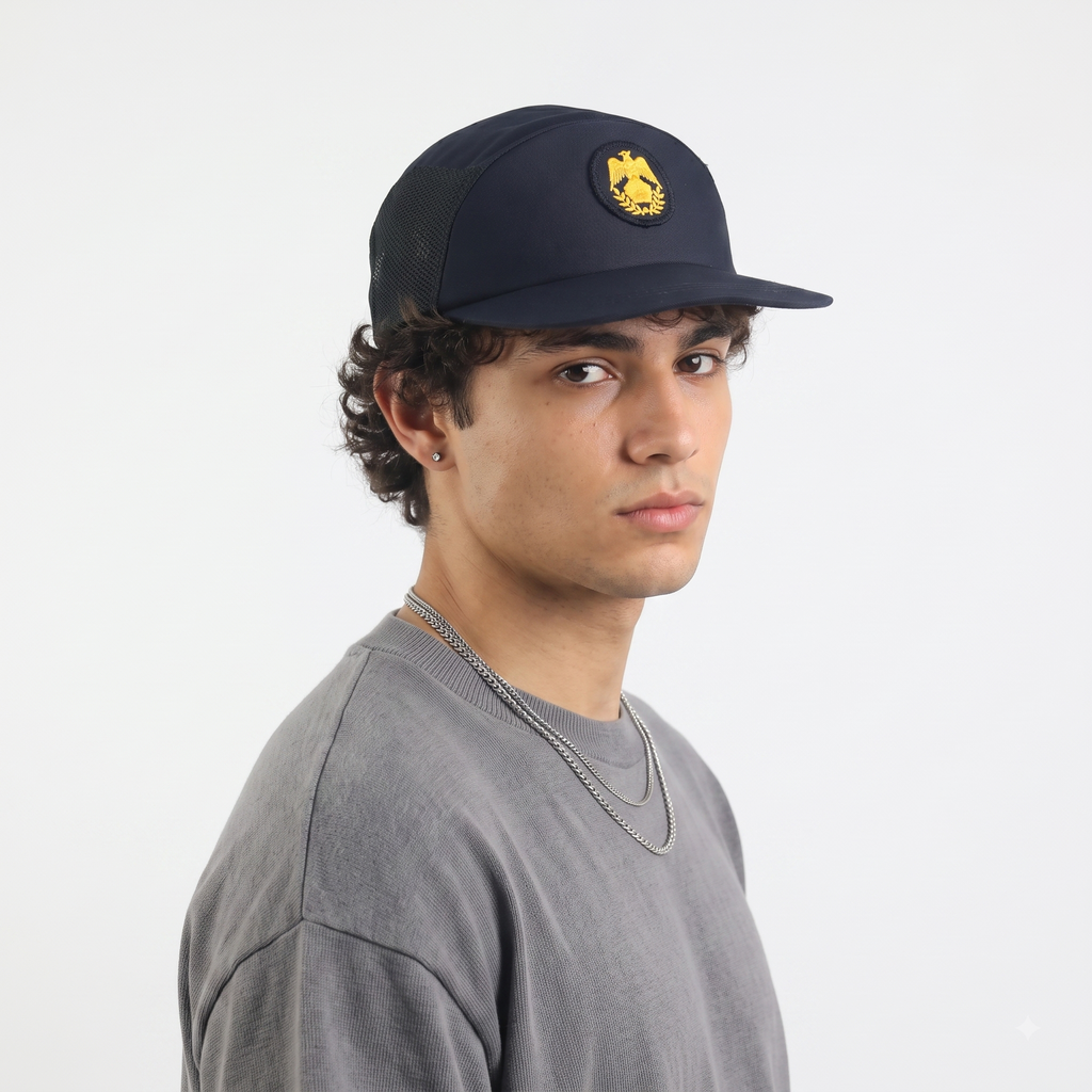 Vintage Eagle Embroidered Black Cadet Cap | Mesh Hat – Size 58-60 cm | 10045