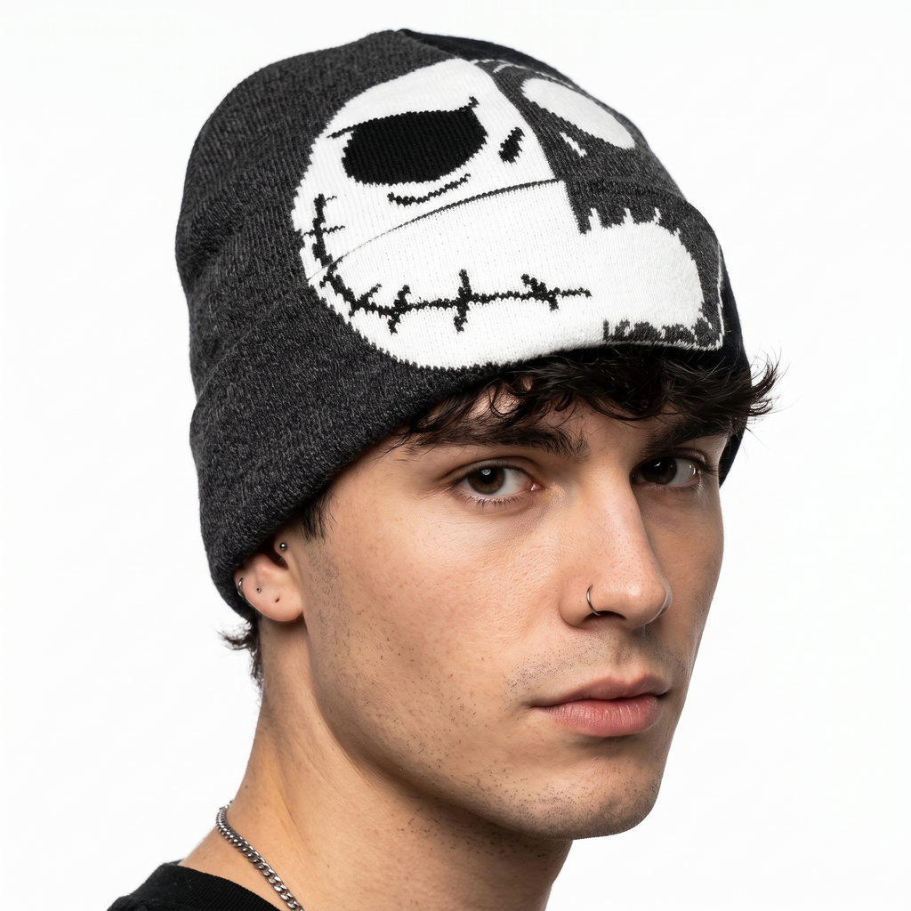 thrifted Retro Disney Jack Skellington Cuffed Winter Cap (57-59 cm)