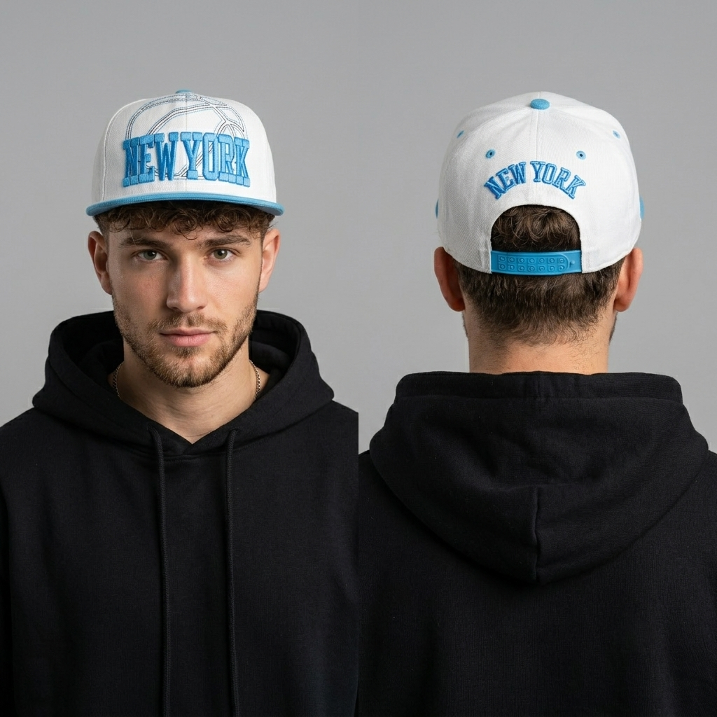 Thrifted New York 3D Embroidered Flat Visor Snapback Cap (57-58cm) | 10850