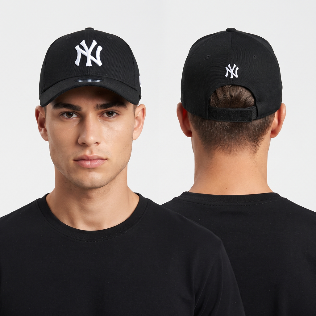 Thrifted Black NY Logo Casual Baseball Cap (58-60 cm) | 10239