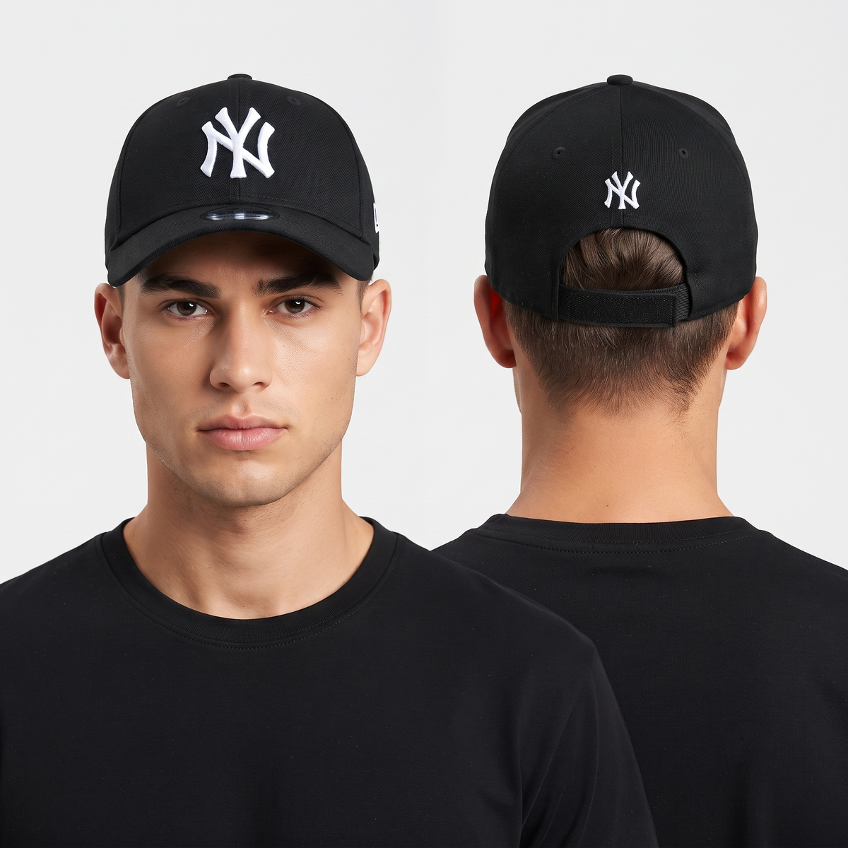 Thrifted Black NY Logo Casual Baseball Cap (58-60 cm) | 10239
