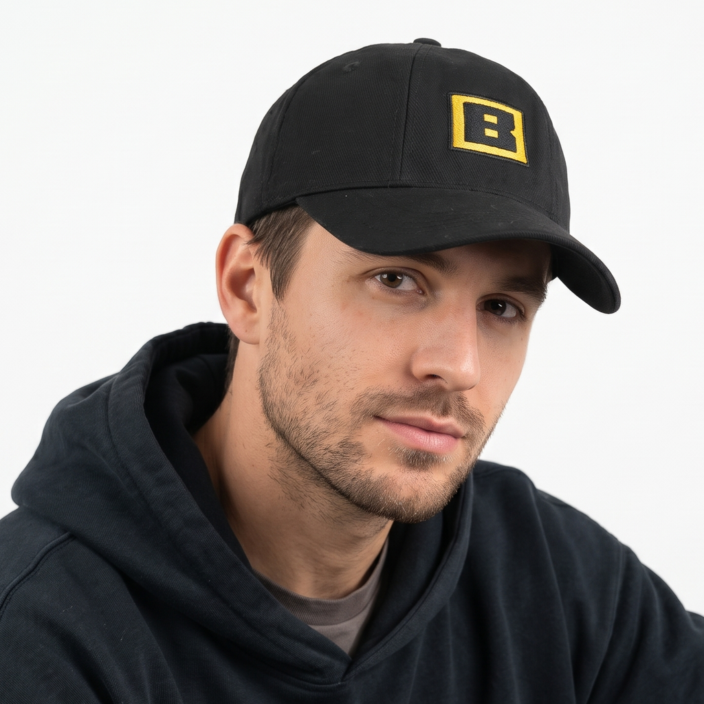 Thrifted Black Embroidered 'B' Logo Baseball Cap (57-59 cm) | 11013
