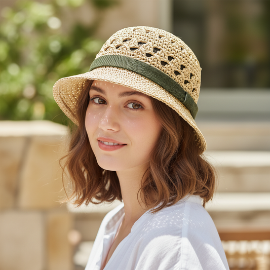 The Riviera Sun Hat | Vintage-Style Mixed-Media Cloche