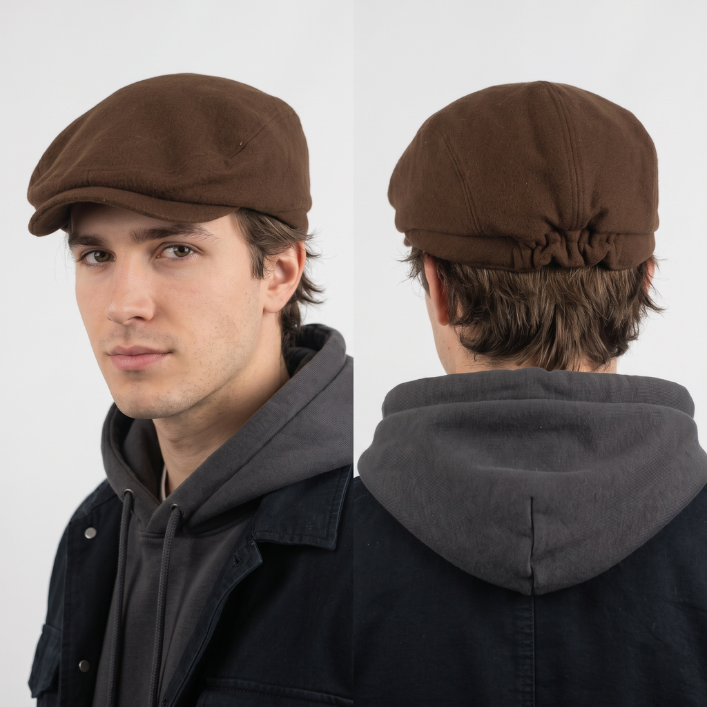 Thrifted Premium Warm Brown Flat Cap | Classic Vintage Winter Hat (57-59cm) | 10883