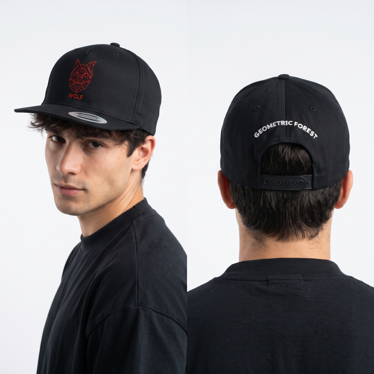 Thrifted Beechfield Geometric Forest Black Snapback (56-57 cm) | 10743