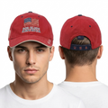 Thrifted God Bless America Red Embroidered USA Flag Dad Hat (56 cm) | 10717