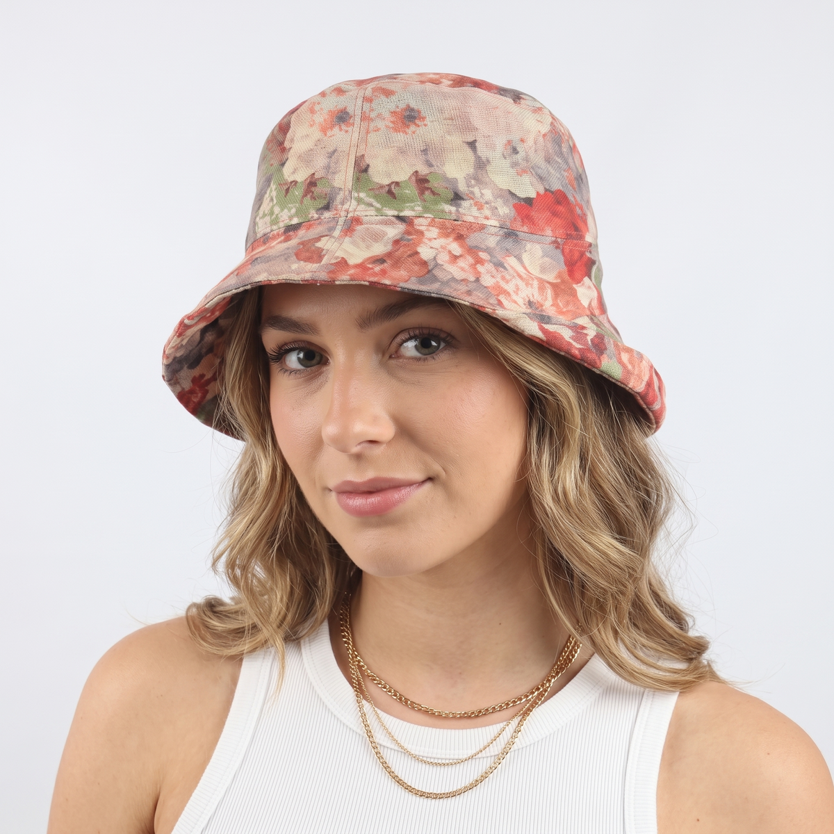 Thrifted Floral Cotton Winter Fisherman Hat (57-58 cm)