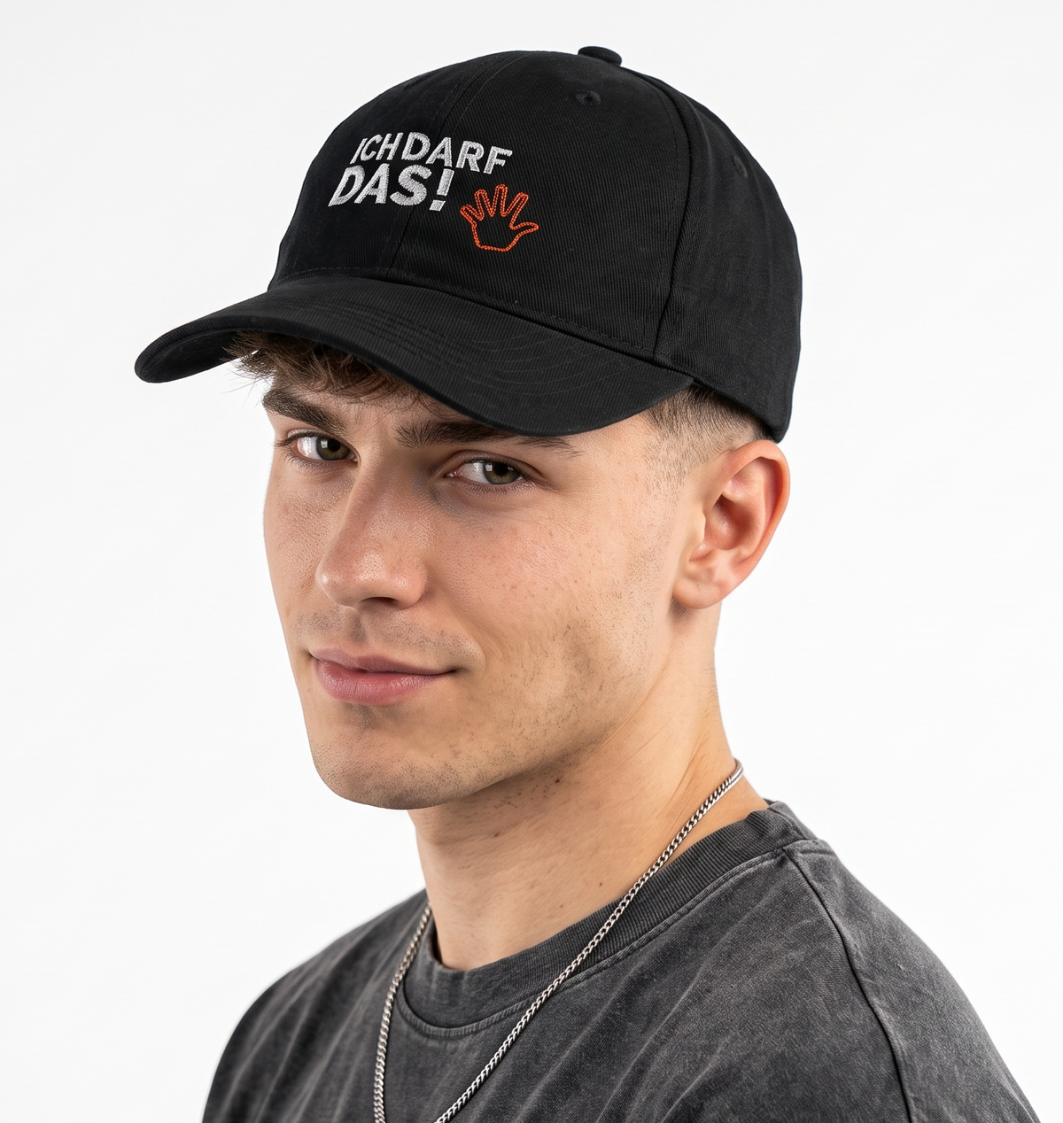 Thrifted "Ich Darf Das!" German Graphic Black Dad Hat (56-57cm) | 10604