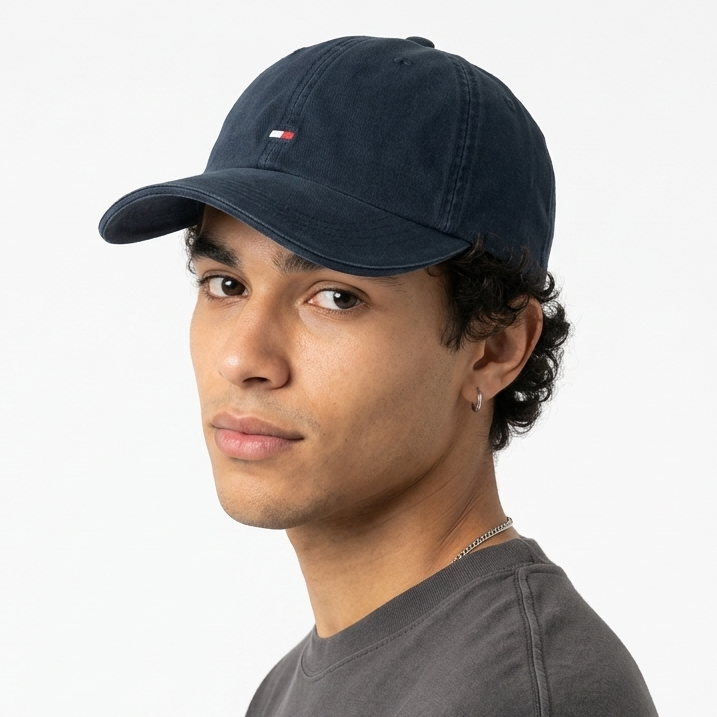 Thrifted Tommy Hilfiger Embroidered Flag Logo Baseball Cap - Navy (58-59cm) | 10618