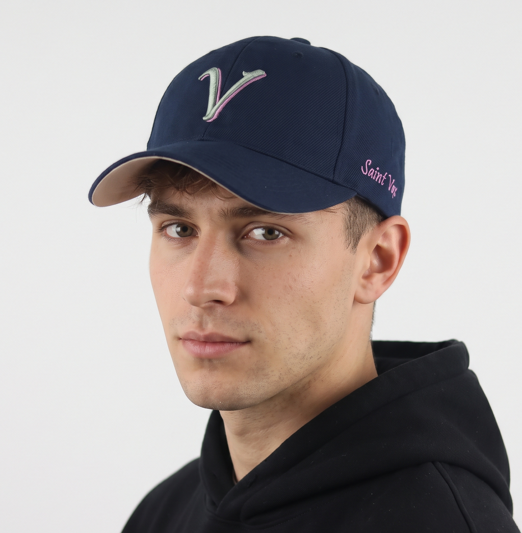 Thrifted Saint Vox Navy Blue "V" Logo Cap (57-59 cm) | 10747