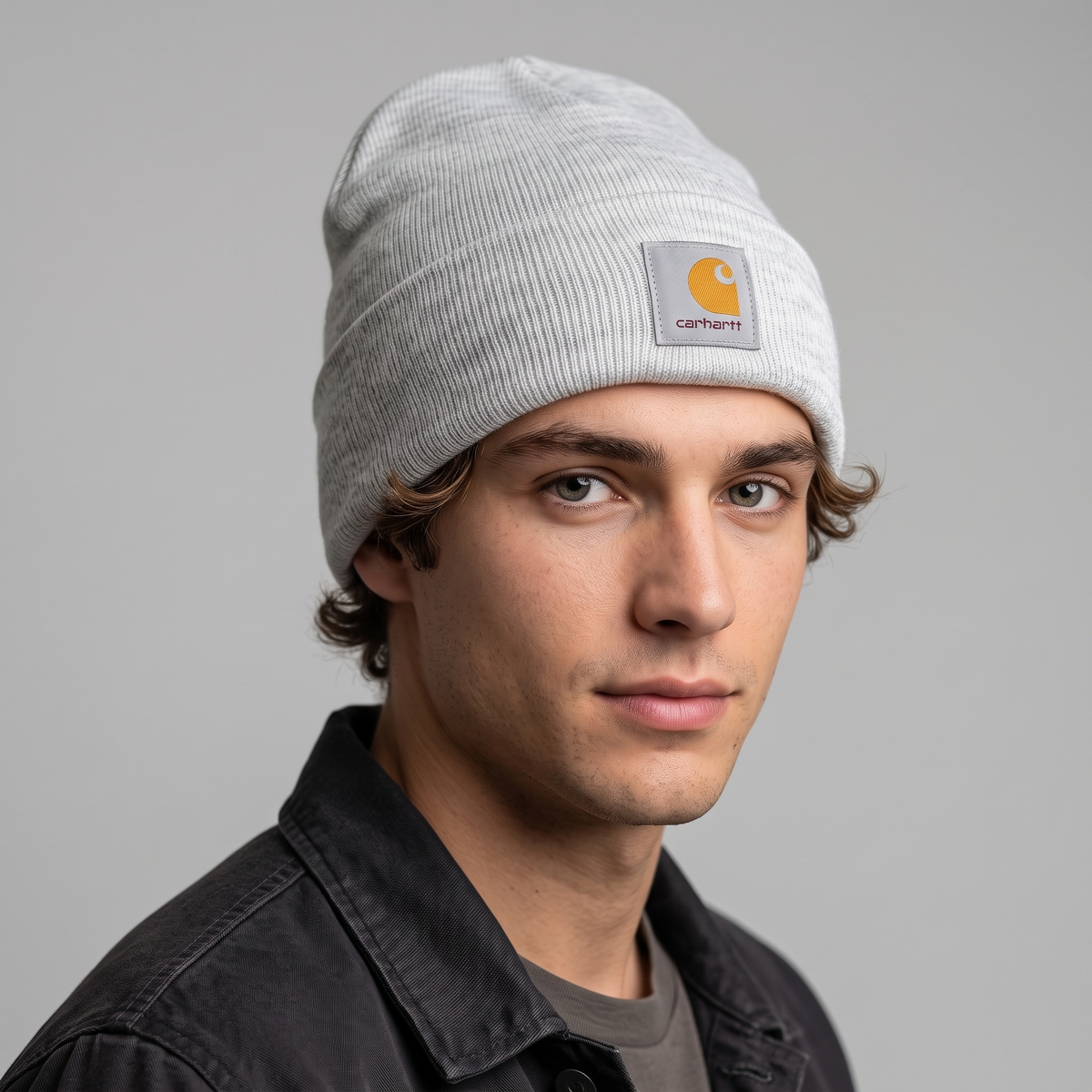Thrifted Carhartt Knit Watch Hat Grey Heather Beanie (One Size Fits All)