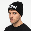 thrifted Retro Black Skull Cap Cuffed Winter Beanie Adult Size