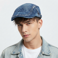 Thrifted Classic Blue Denim Cabbie Newsboy Cap – 57-58cm | 10651