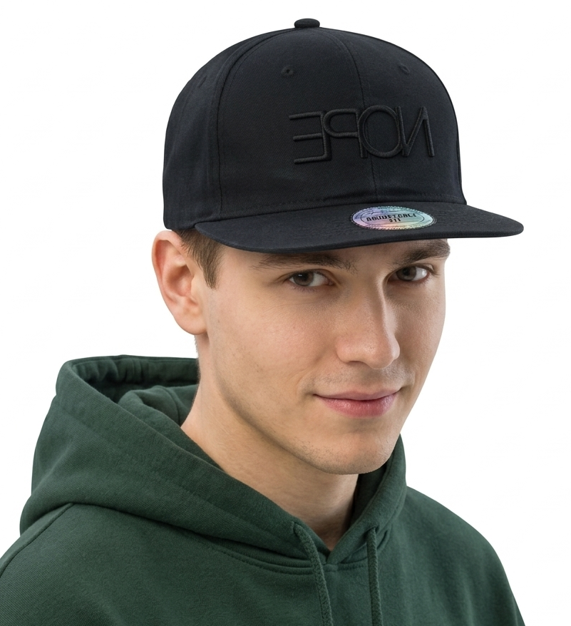 Thrifted FSBN Black Snapback Cap with NOPE Embroidery (56-57 cm) |10714