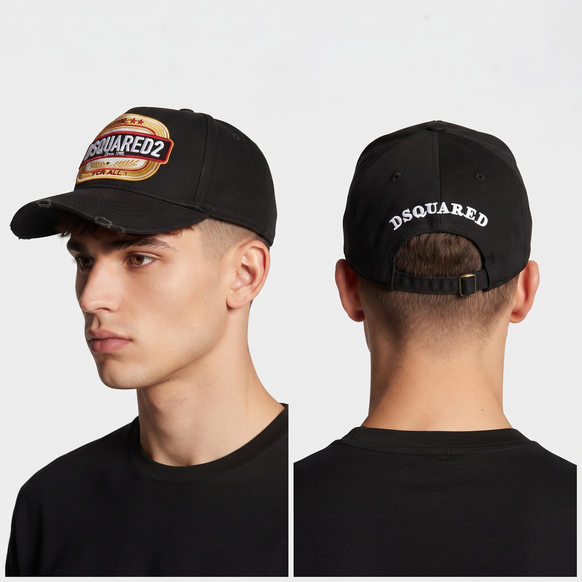 Thrifted DSquared2 Black Distressed Strapback Cap (58-60 cm) | 10091