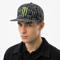 Thrifted Monster Energy Black & Grey Monogram Flat Brim Cap (Size 57–59 cm) | 10829