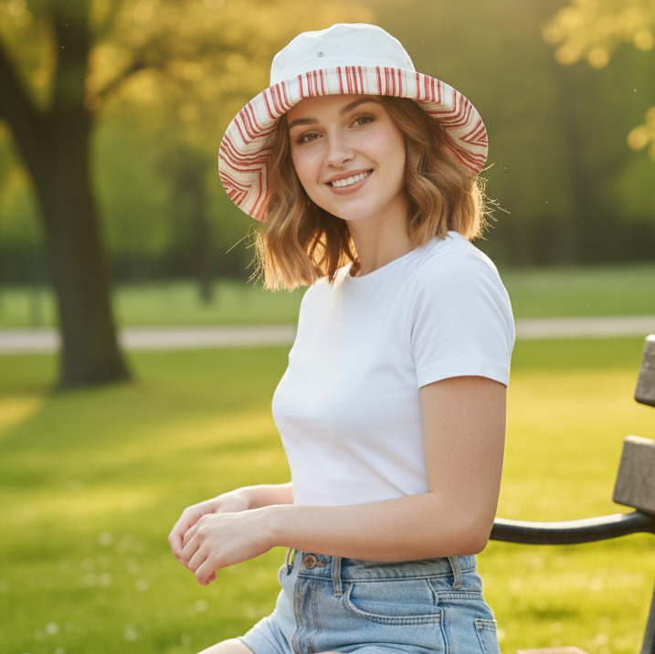 "AQUAMADE" Striped Bucket Hat - YOUTH (53-55cm)