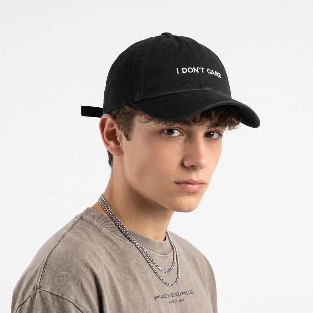 Thrifted Minimalist Black Quote Baseball Cap (56-57cm) | 10580