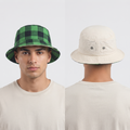 Thrifted 2-in-1 Green Buffalo Check Unisex Sun Bucket Cap (57-59 cm)