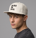 Thrifted "DARF. ER. DAS." Embroidered Flat Brim Snapback Cap – Off-White (57–58 cm) |10666