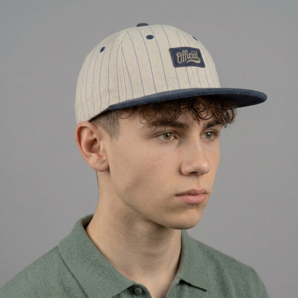 Thrifted Official Skate Jose Rojo Pinstripe Wool Visor Snapback Hat (Size 55–56 cm)  | 10853