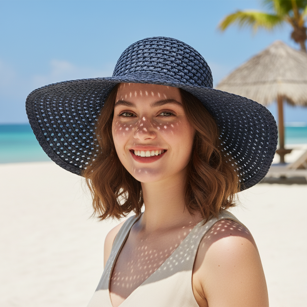 Glamorous Navy Blue Floppy Sun Hat | Extra Wide Brim