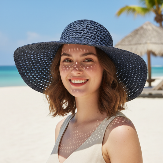 Glamorous Navy Blue Floppy Sun Hat | Extra Wide Brim