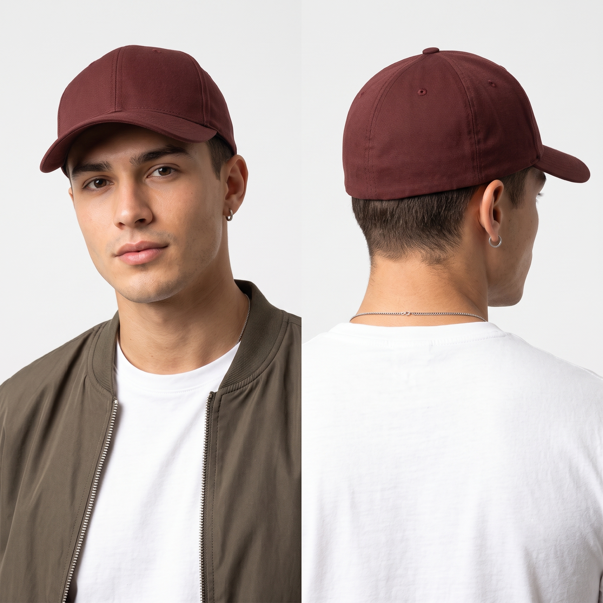 Thrifted Vintage Flexfit Yupoong Blank Fitted Cap – Burgundy (58-60cm) |10665