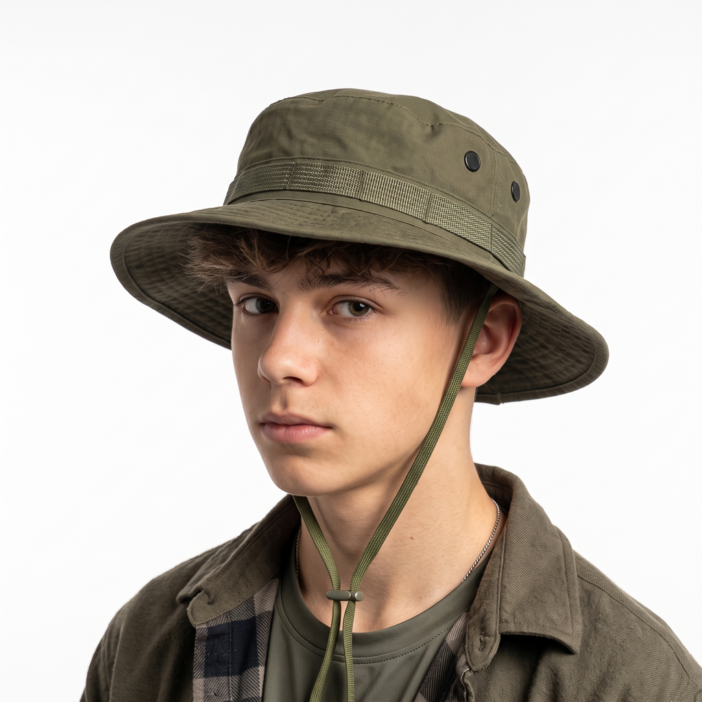 Thrifted Tactical Army Green Safari Bucket Hat (57cm)