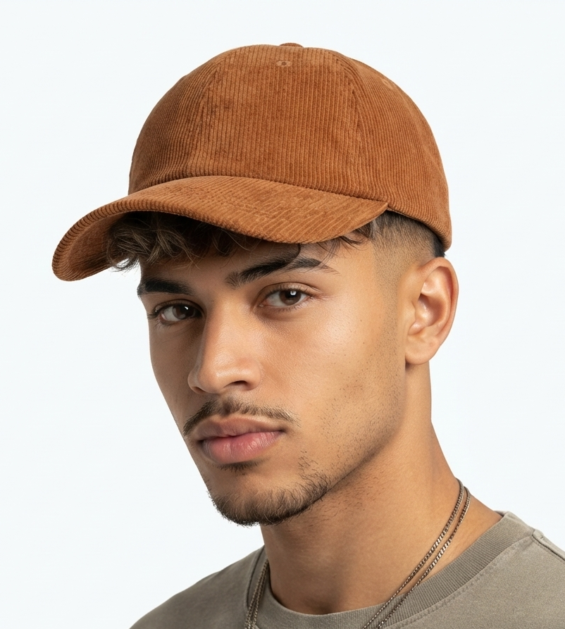 Thrifted C&A Brown Corduroy Strapback Baseball Cap (57-58cm) | 10645