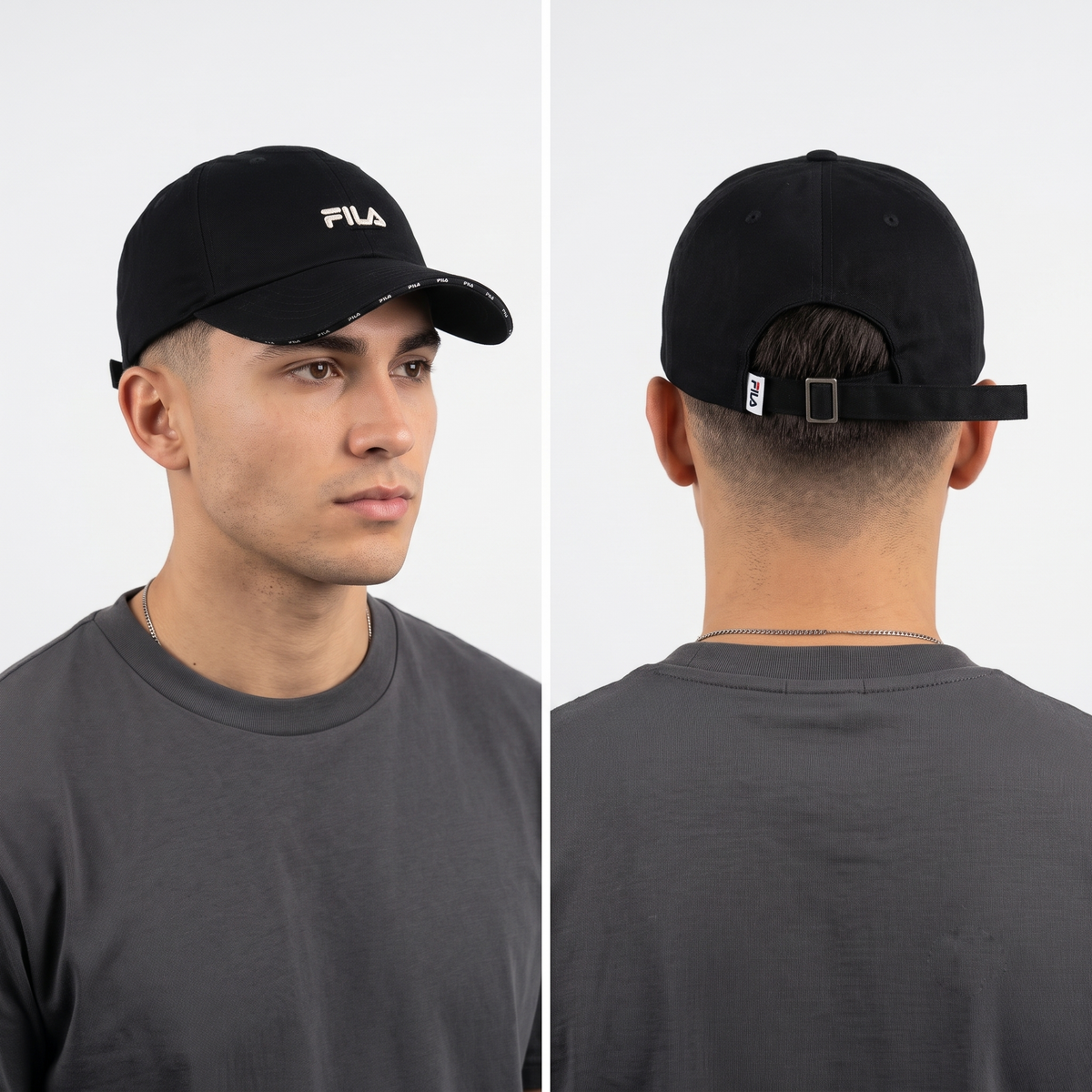 thrifted Retro Fila Classic Logo Black Adjustable Hat (58-60 cm) | 10341