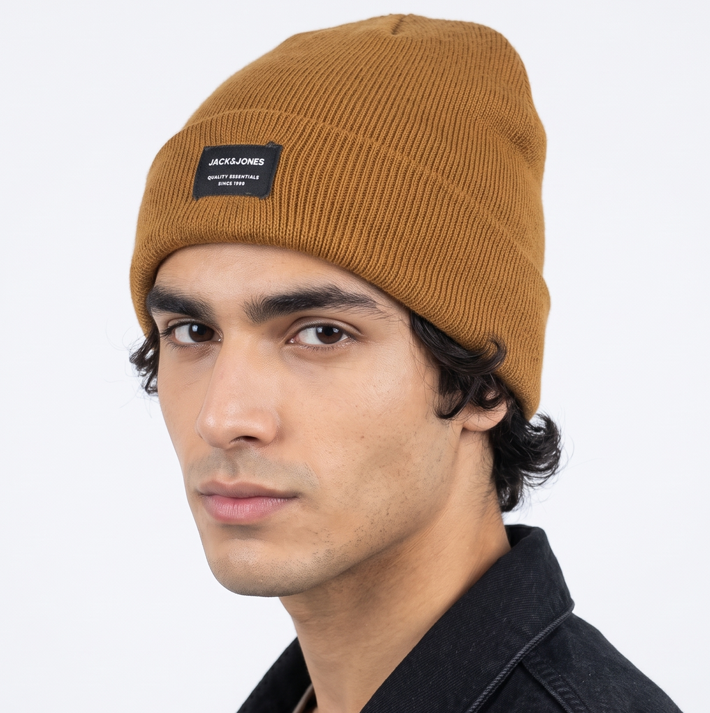 Thrifted  Jack & Jones Brown Acrylic Watch Beanie Hat (Adult)