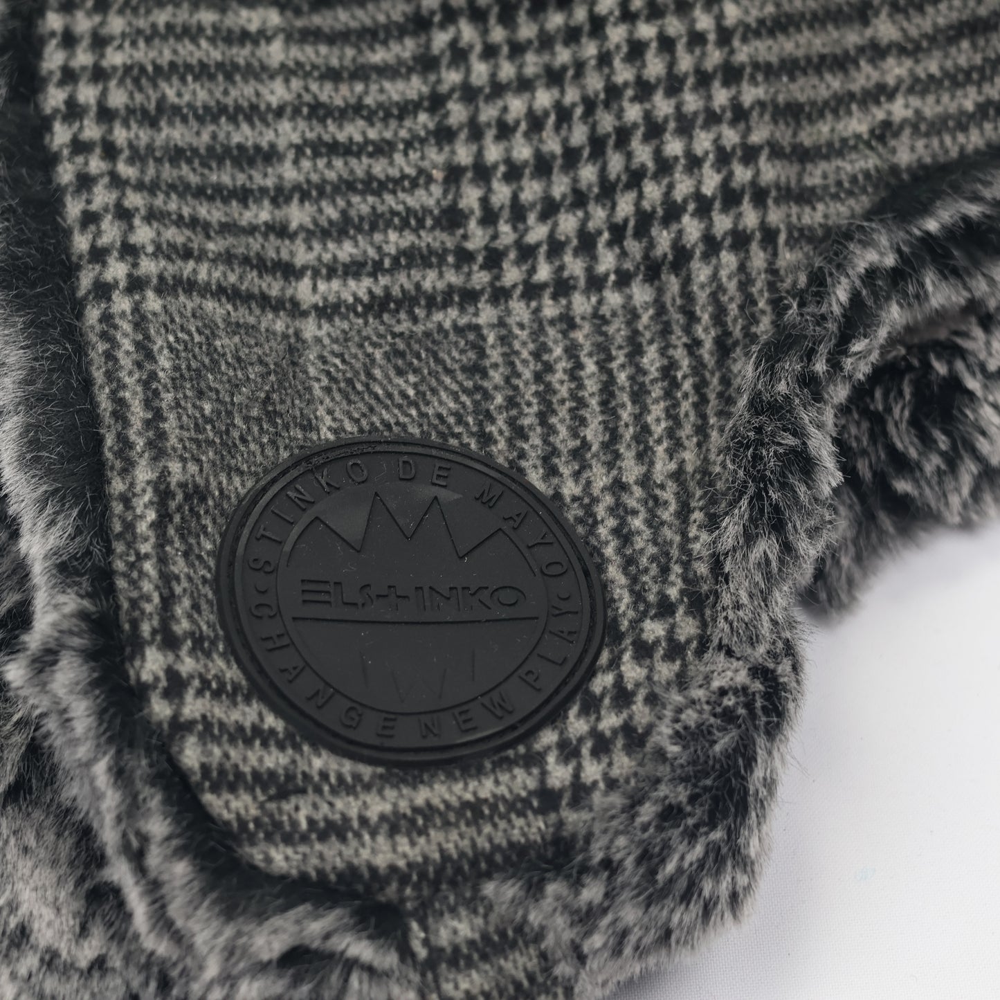 El Stinko Grey Plaid Trapper Hat with Faux Fur - Winter Earflap Cap