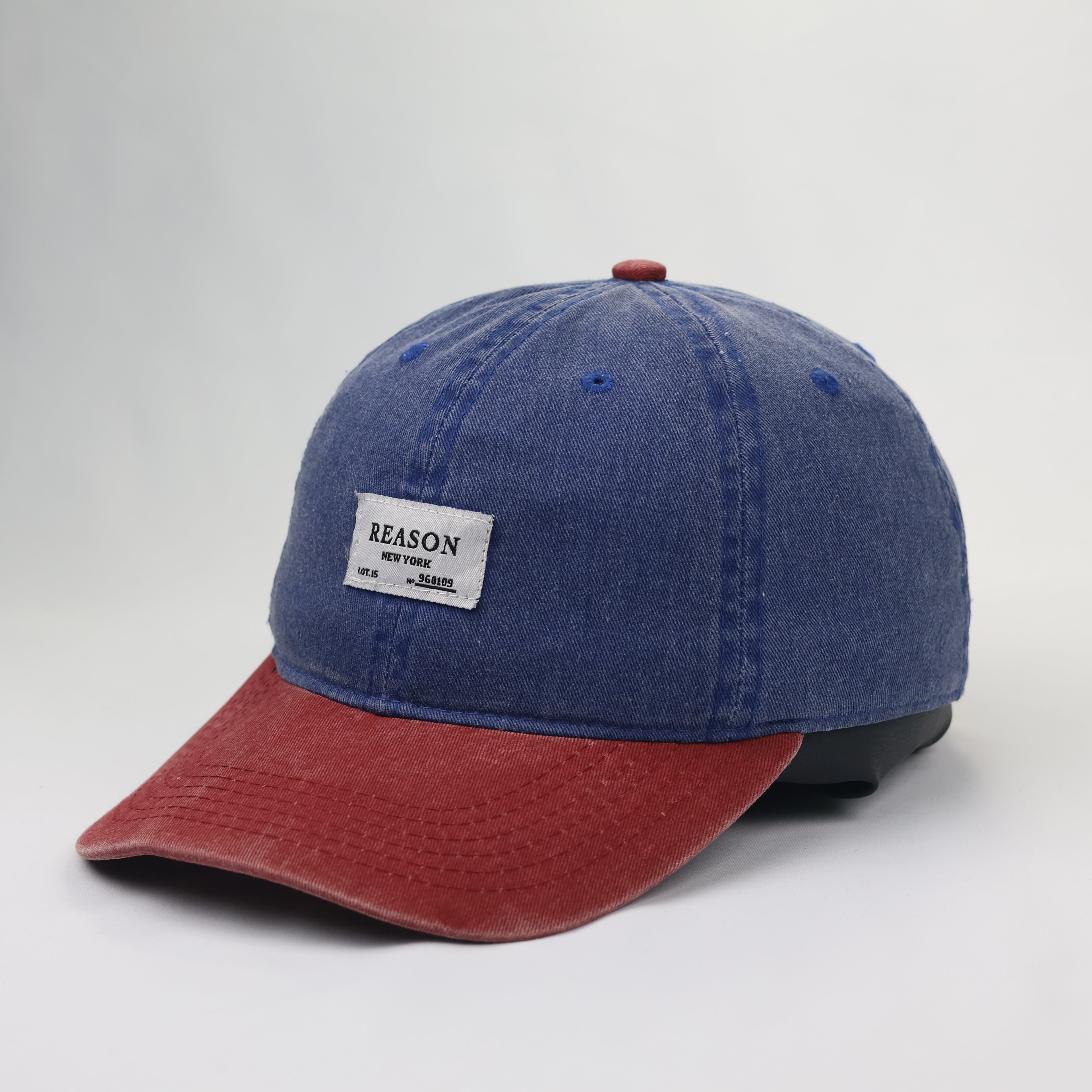Reason NY "Top Hat Select" Thrifted Snapback Hat | Faded Denim Blue & Red