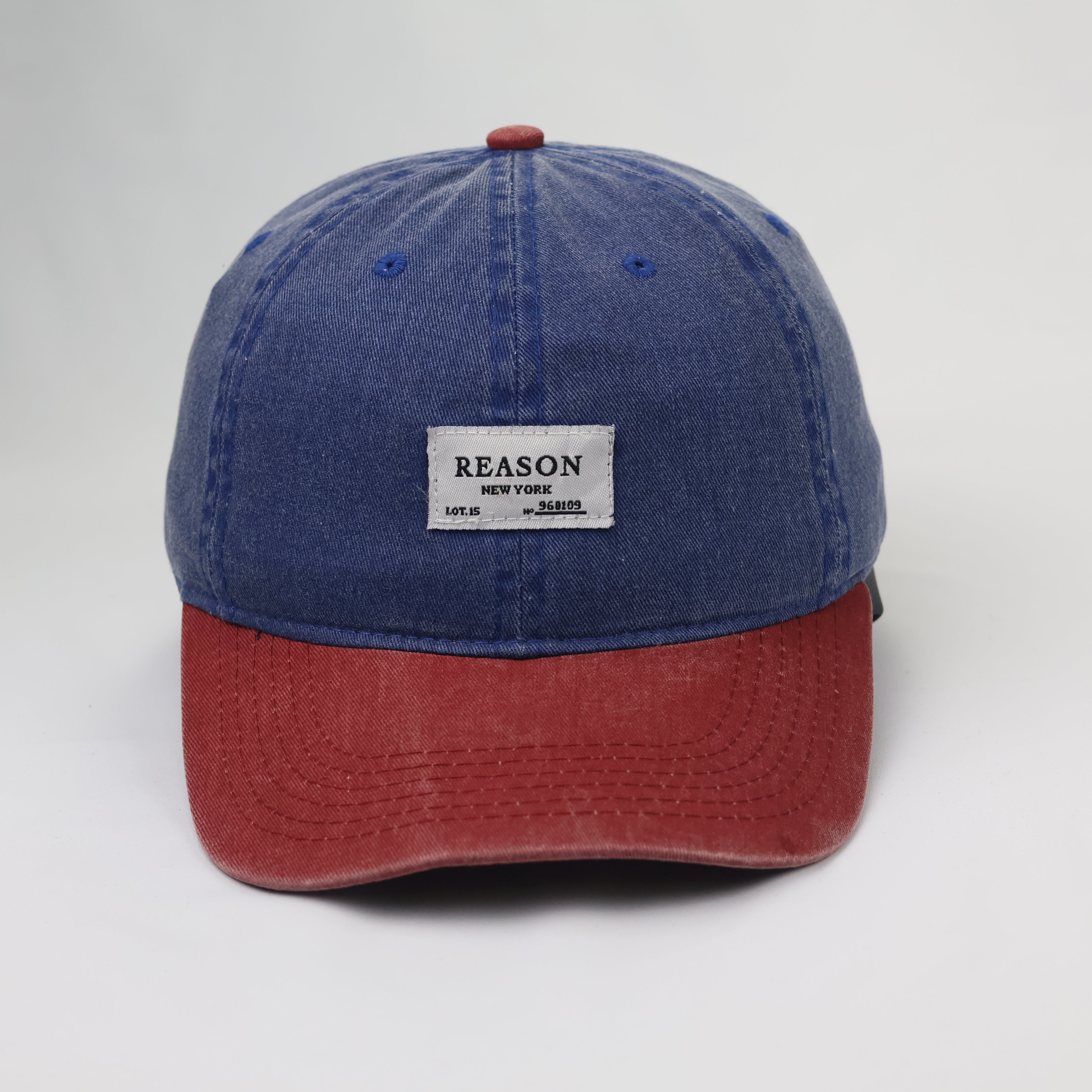Reason NY "Top Hat Select" Thrifted Snapback Hat | Faded Denim Blue & Red