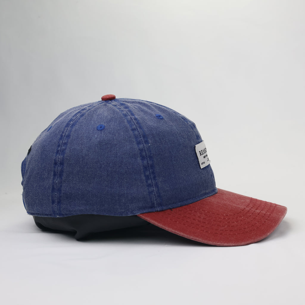 Reason NY "Top Hat Select" Thrifted Snapback Hat | Faded Denim Blue & Red