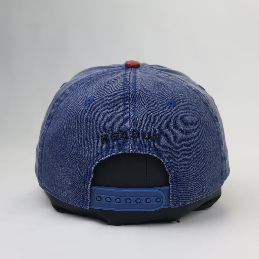 Reason NY "Top Hat Select" Thrifted Snapback Hat | Faded Denim Blue & Red