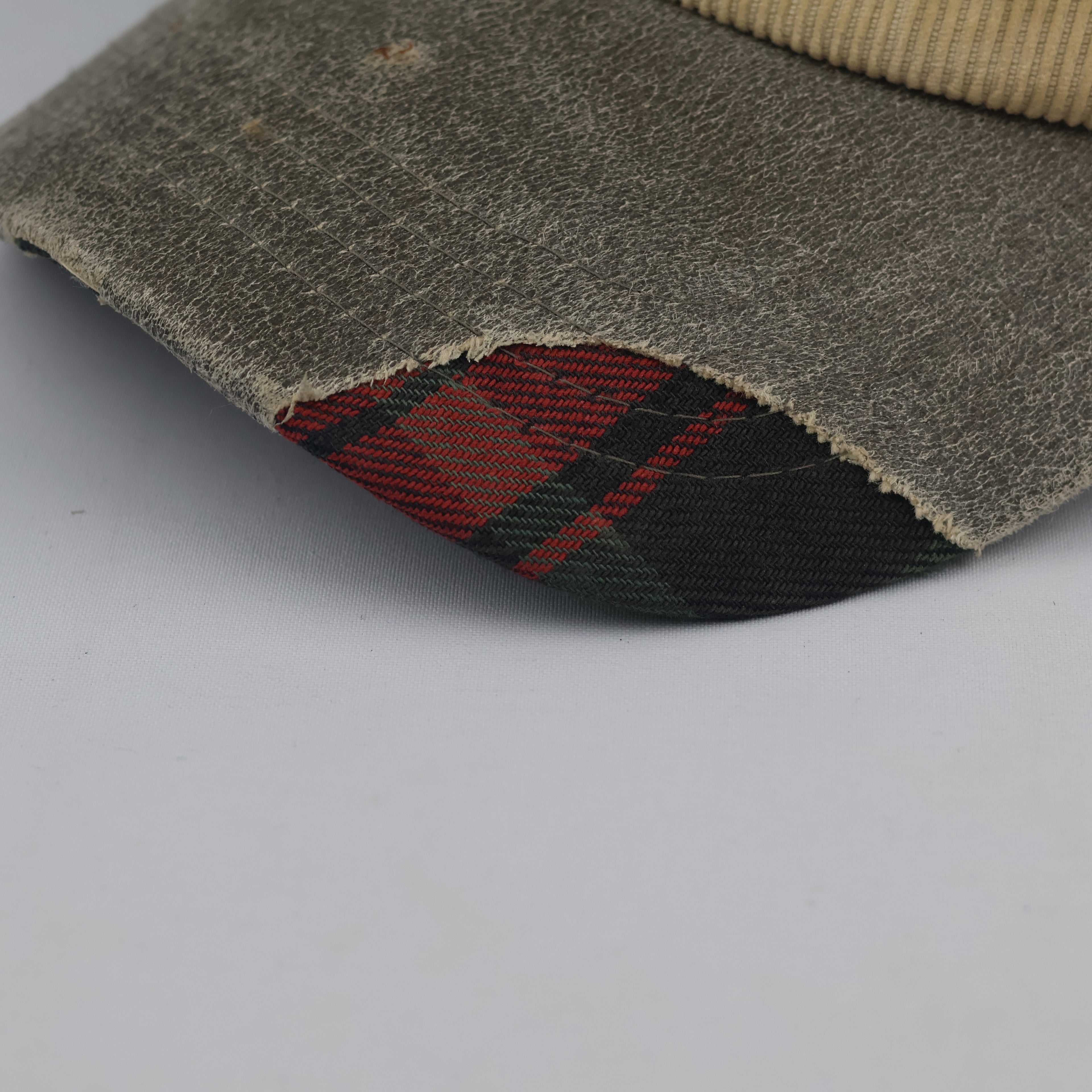 Grunge Skull Embroidered Corduroy Cap | Thrifted Plaid Brim Hat 56-58cm