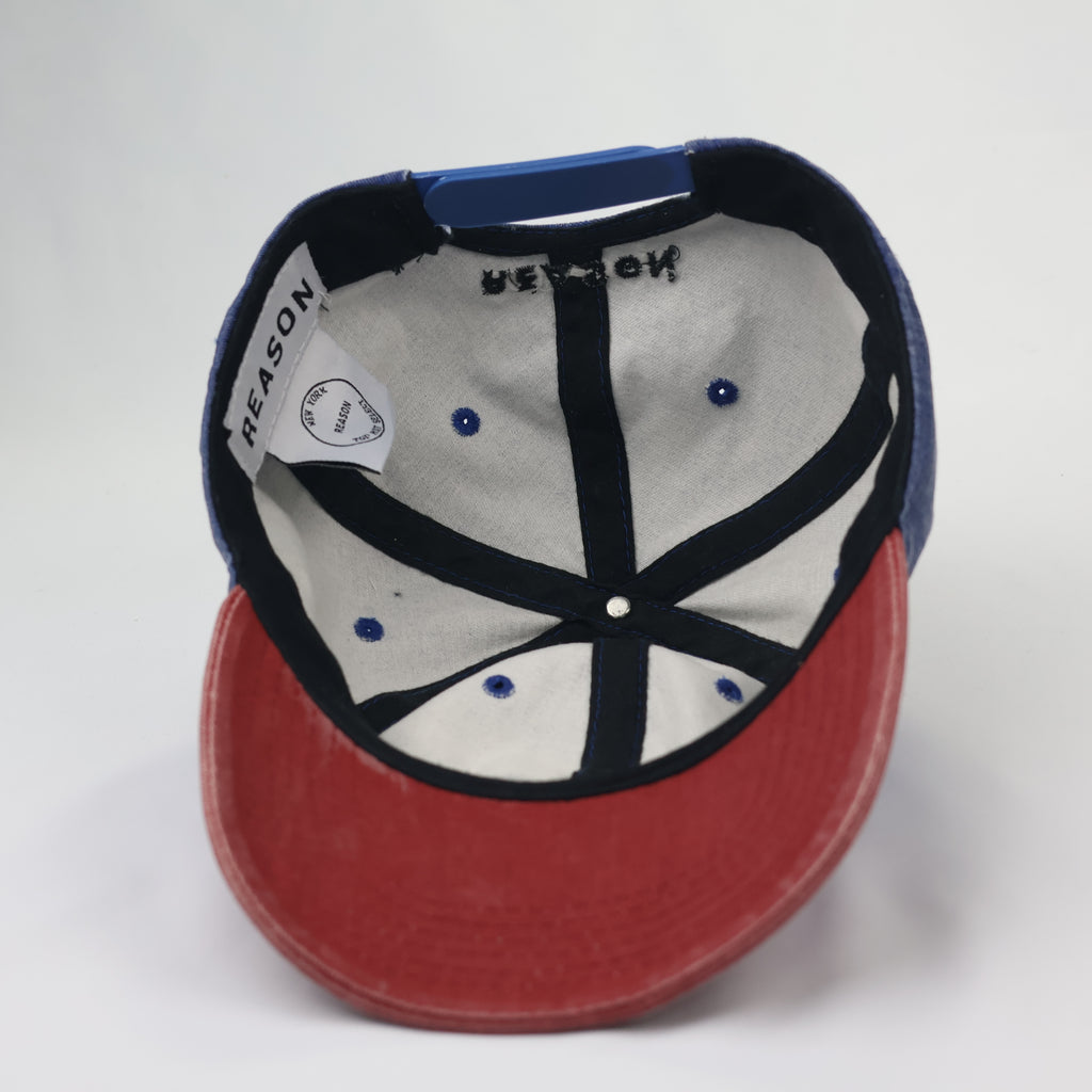 Reason NY "Top Hat Select" Thrifted Snapback Hat | Faded Denim Blue & Red