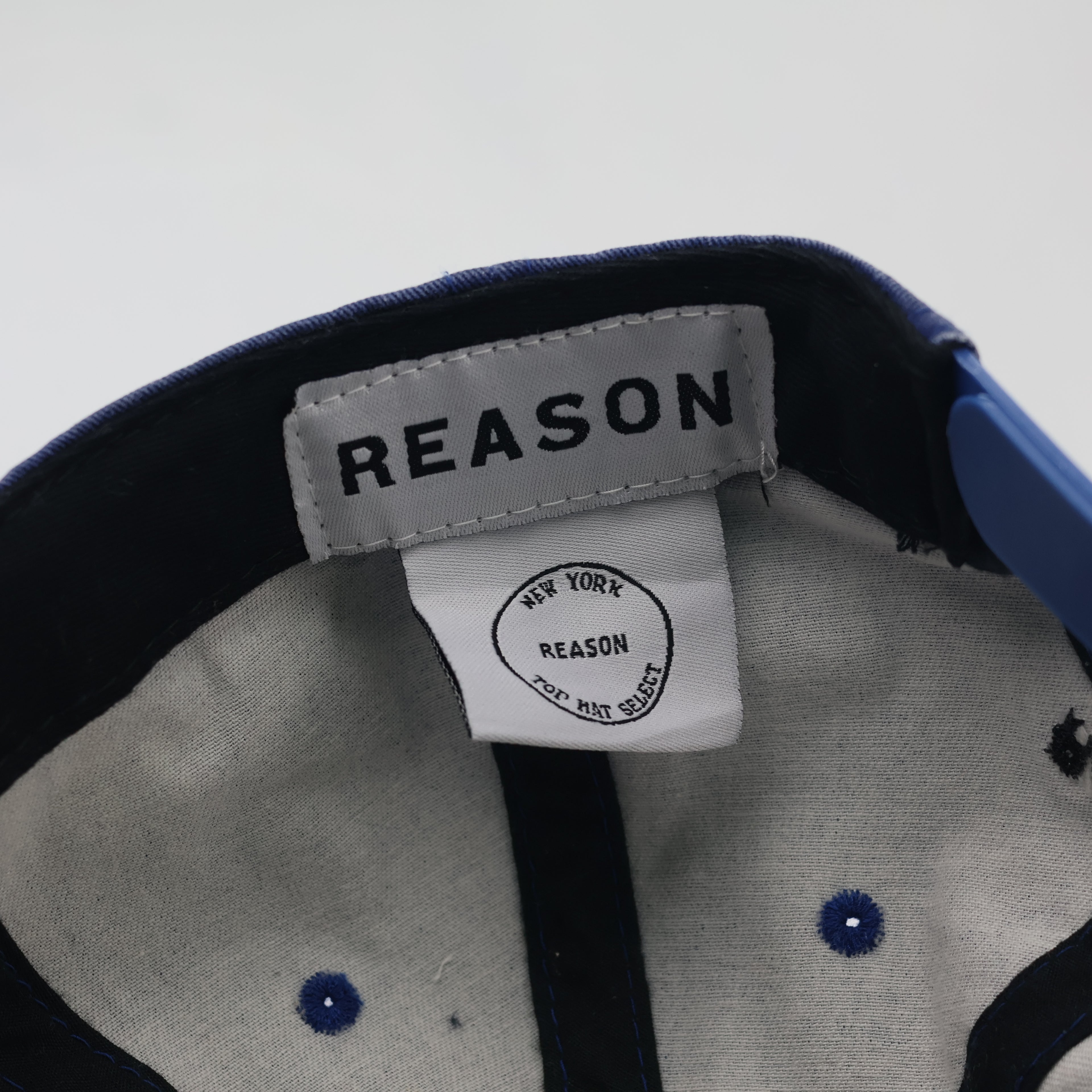 Reason NY "Top Hat Select" Thrifted Snapback Hat | Faded Denim Blue & Red