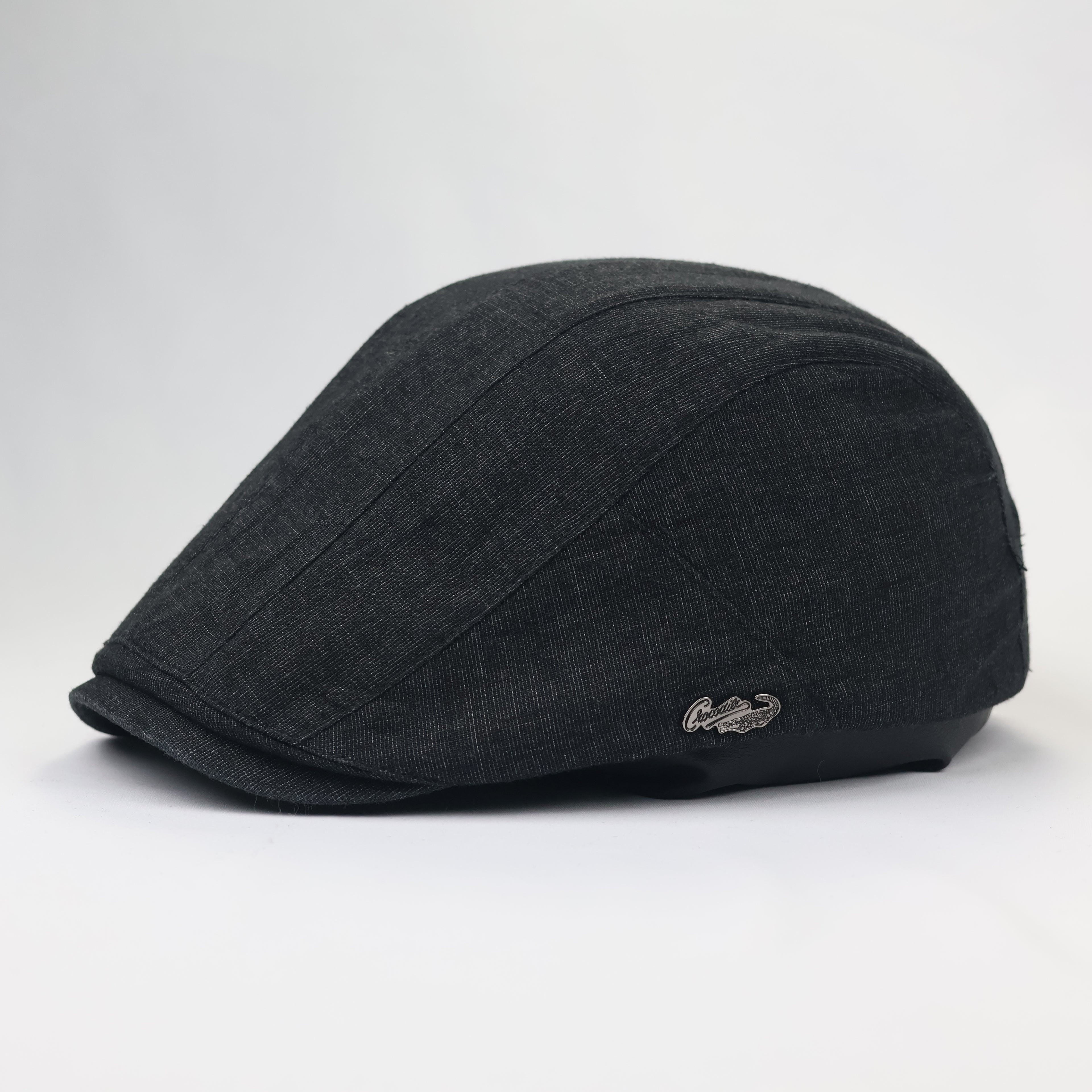 Crocodile Brand Textured Flat Cap - Charcoal Black Ivy Hat